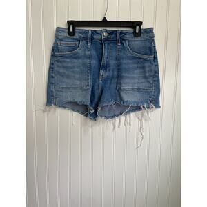 Good American Jean Shorts Women's 10/30 Blue Distressed Medium Wash Cut Off